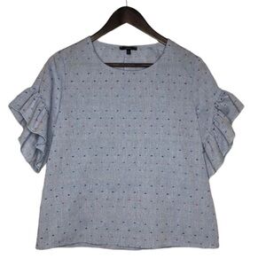 Anthropologie Drew Ruffle Sleeve Confetti Dot Top Oversized